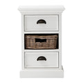 NovaSolo Halifax Bedside Storage Unit with Basket Side Table, Classic White