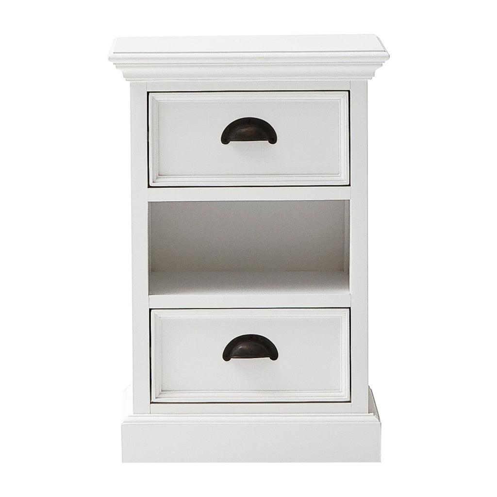 NovaSolo Halifax Bedside Storage Unit with Basket Side Table, Classic White – view 2