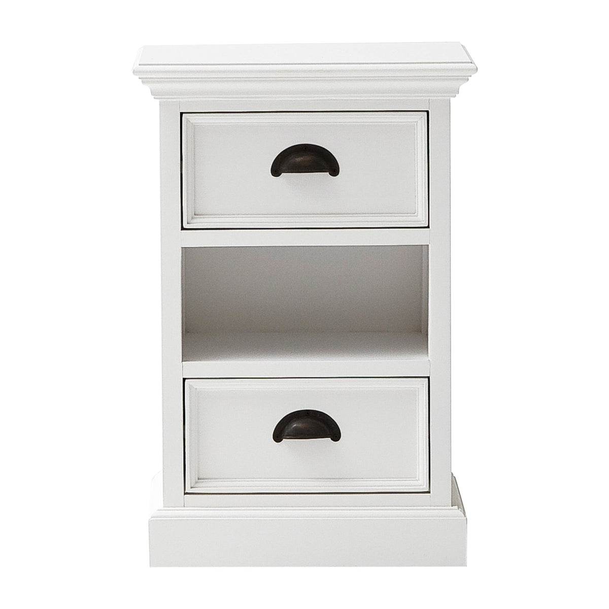 NovaSolo Halifax Bedside Storage Unit with Basket Side Table, Classic White – view 2