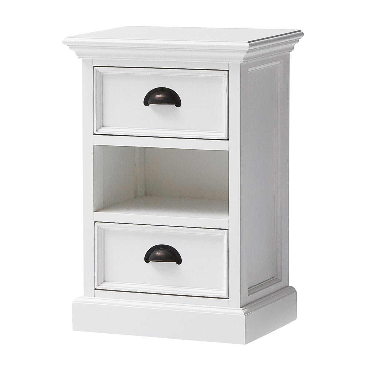 NovaSolo Halifax Bedside Storage Unit with Basket Side Table, Classic White – view 4