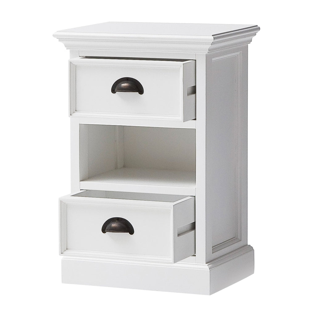 NovaSolo Halifax Bedside Storage Unit with Basket Side Table, Classic White – view 6