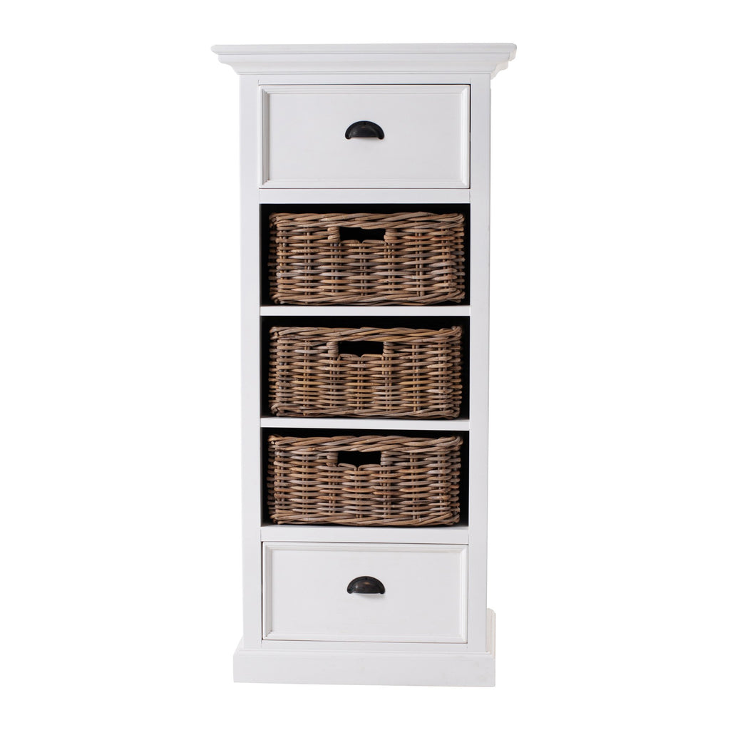 NovaSolo Halifax Storage Unit with Basket Set Storage Cabinet, Classic White