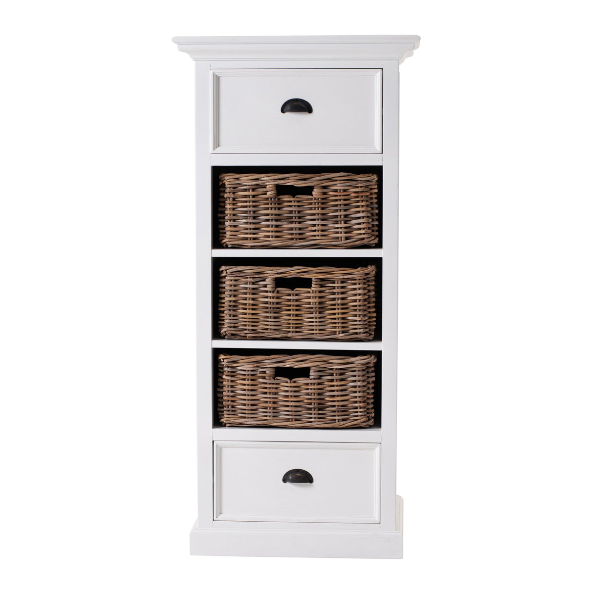 NovaSolo Halifax Storage Unit with Basket Set Storage Cabinet, Classic White