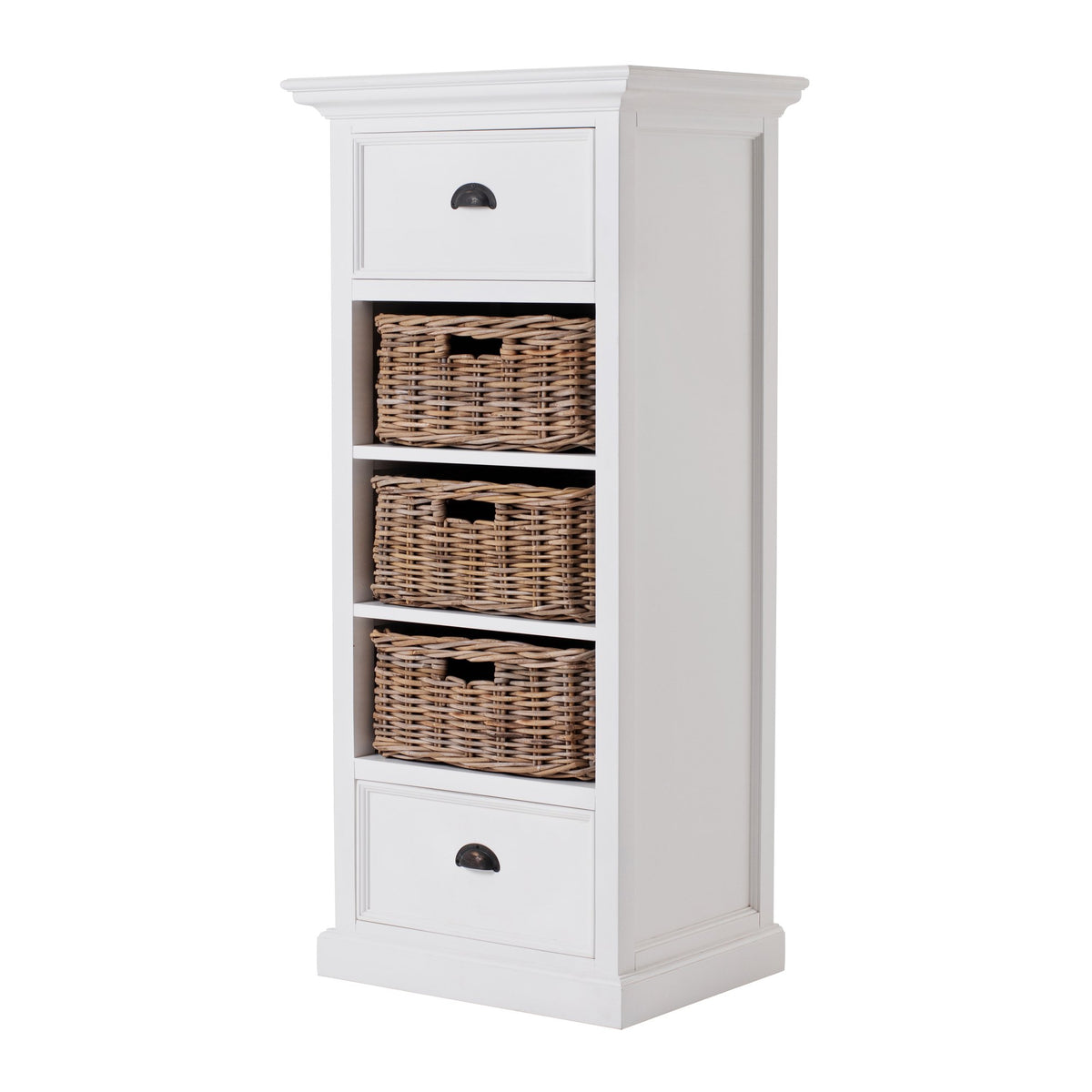 NovaSolo Halifax Storage Unit with Basket Set Storage Cabinet, Classic White – view 2