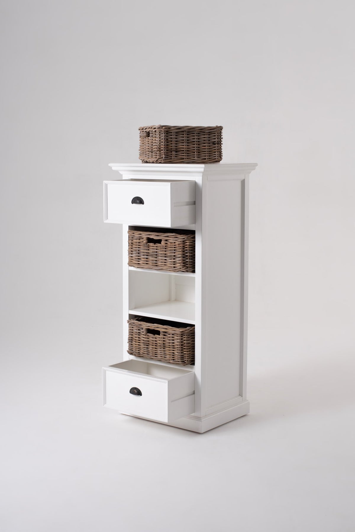 NovaSolo Halifax Storage Unit with Basket Set Storage Cabinet, Classic White – view 5