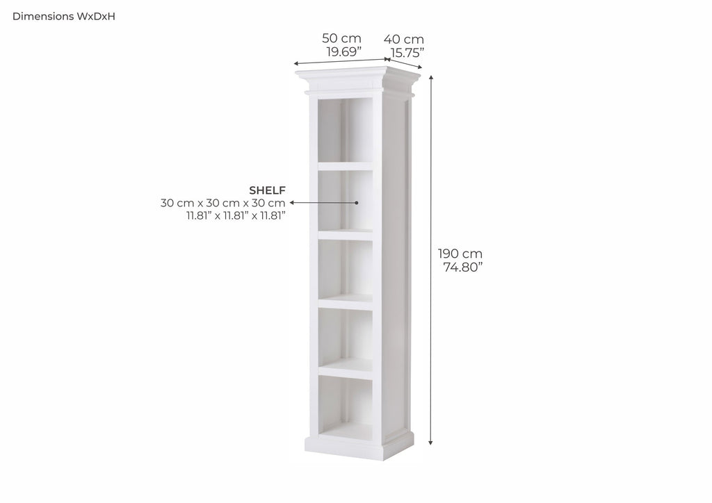 NovaSolo Halifax Bookshelf Bookcase, Classic White – dimensions