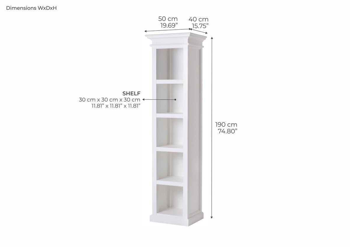NovaSolo Halifax Bookshelf Bookcase, Classic White – dimensions