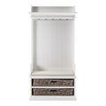 NovaSolo Halifax Entryway Coat Rack & Bench Unit Hall Tree, Classic White