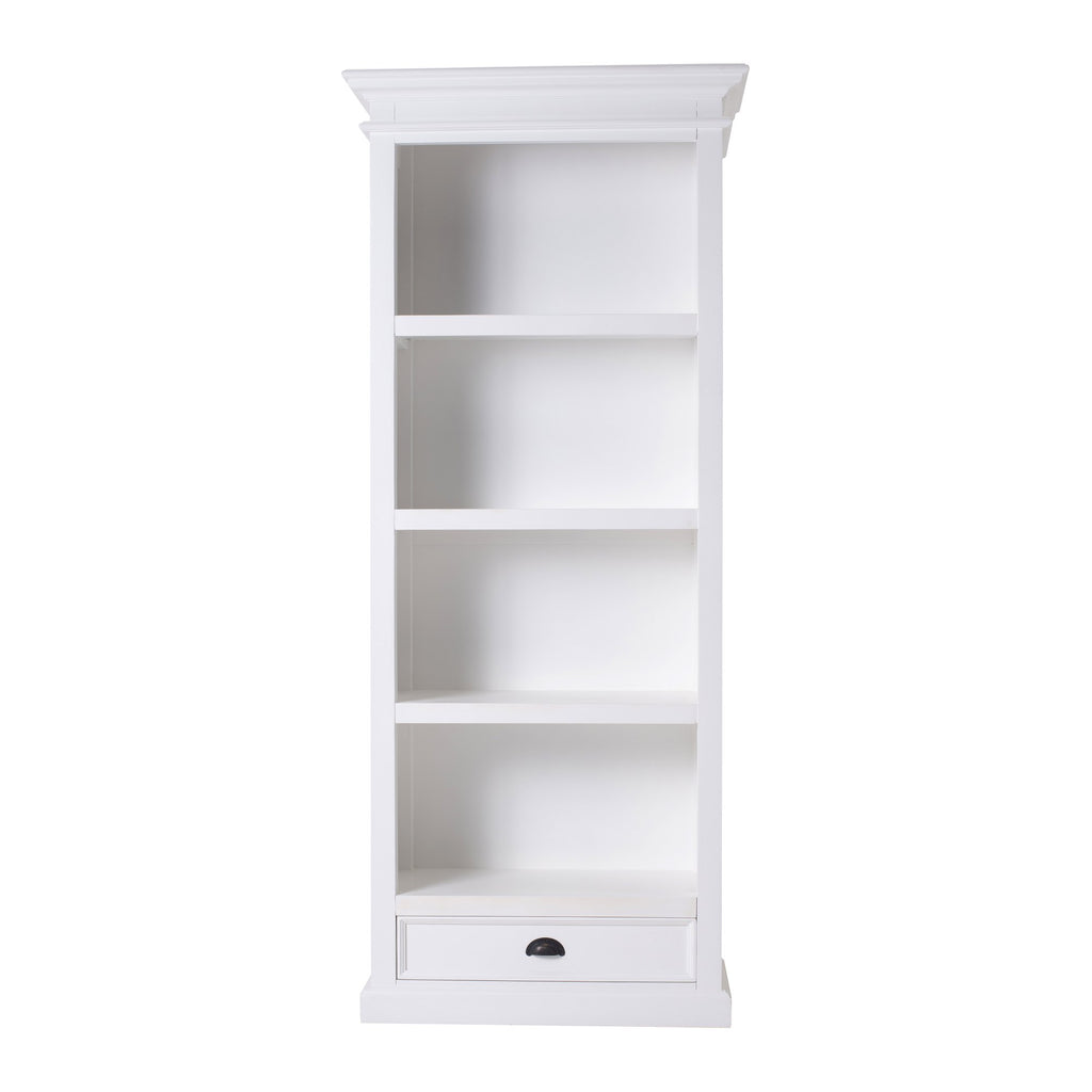 NovaSolo Halifax Bookcase with 1 Drawer, Classic White