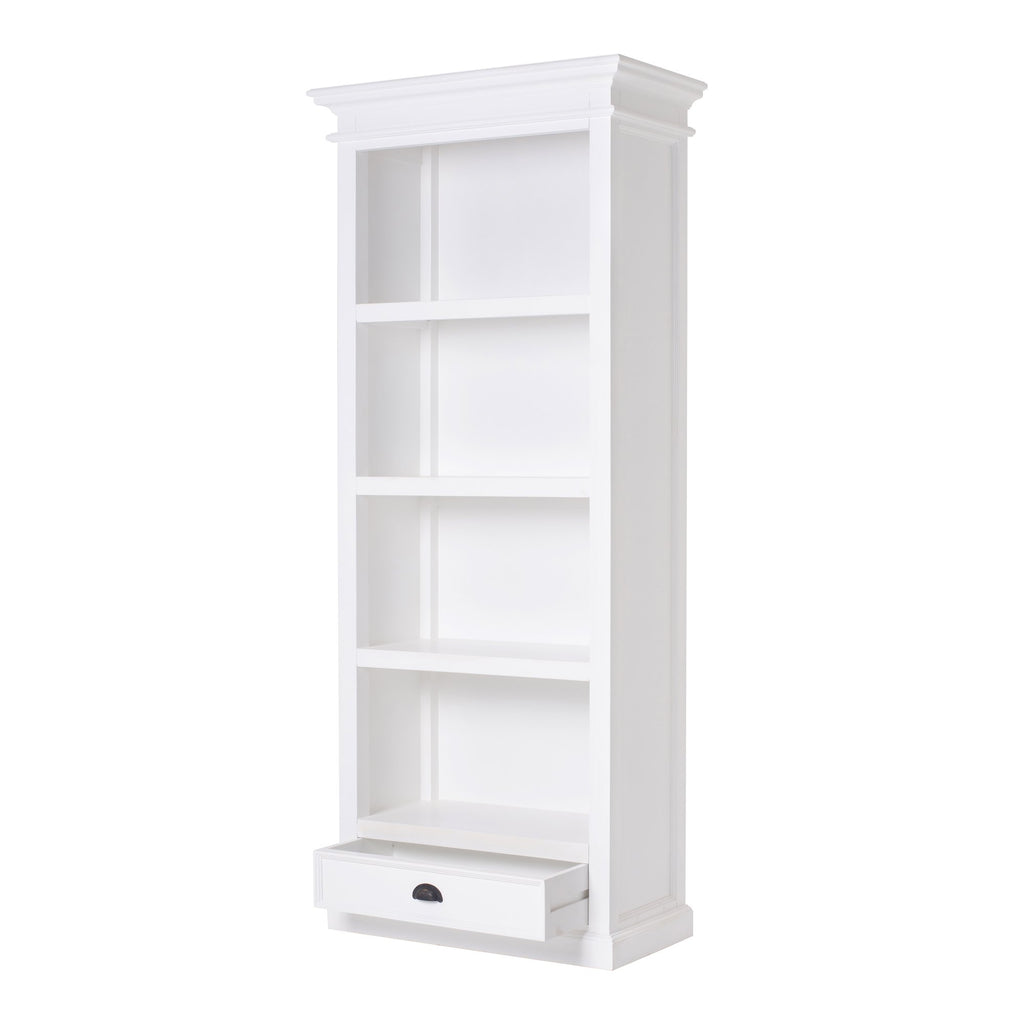 NovaSolo Halifax Bookcase with 1 Drawer, Classic White – view 3