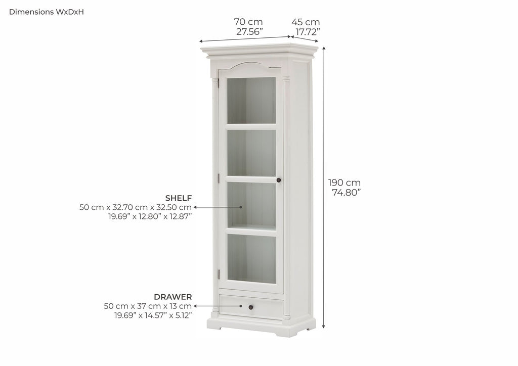 NovaSolo Provence Glass Cabinet Display Cabinet, Classic White – dimensions