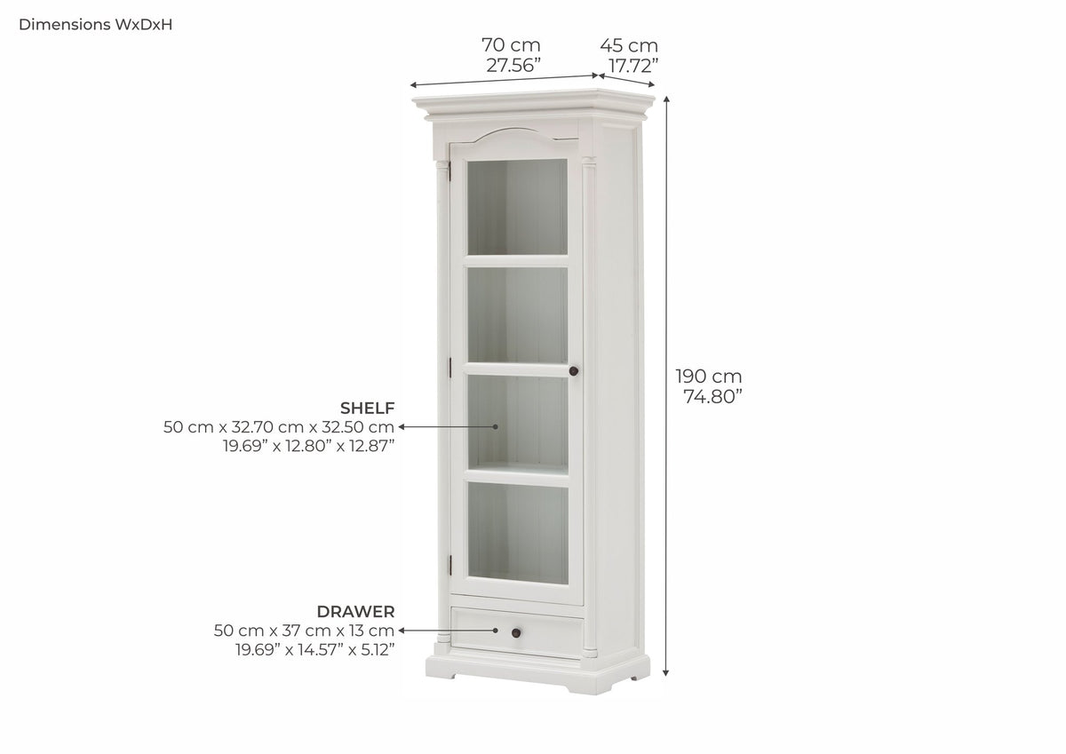 NovaSolo Provence Glass Cabinet Display Cabinet, Classic White – dimensions