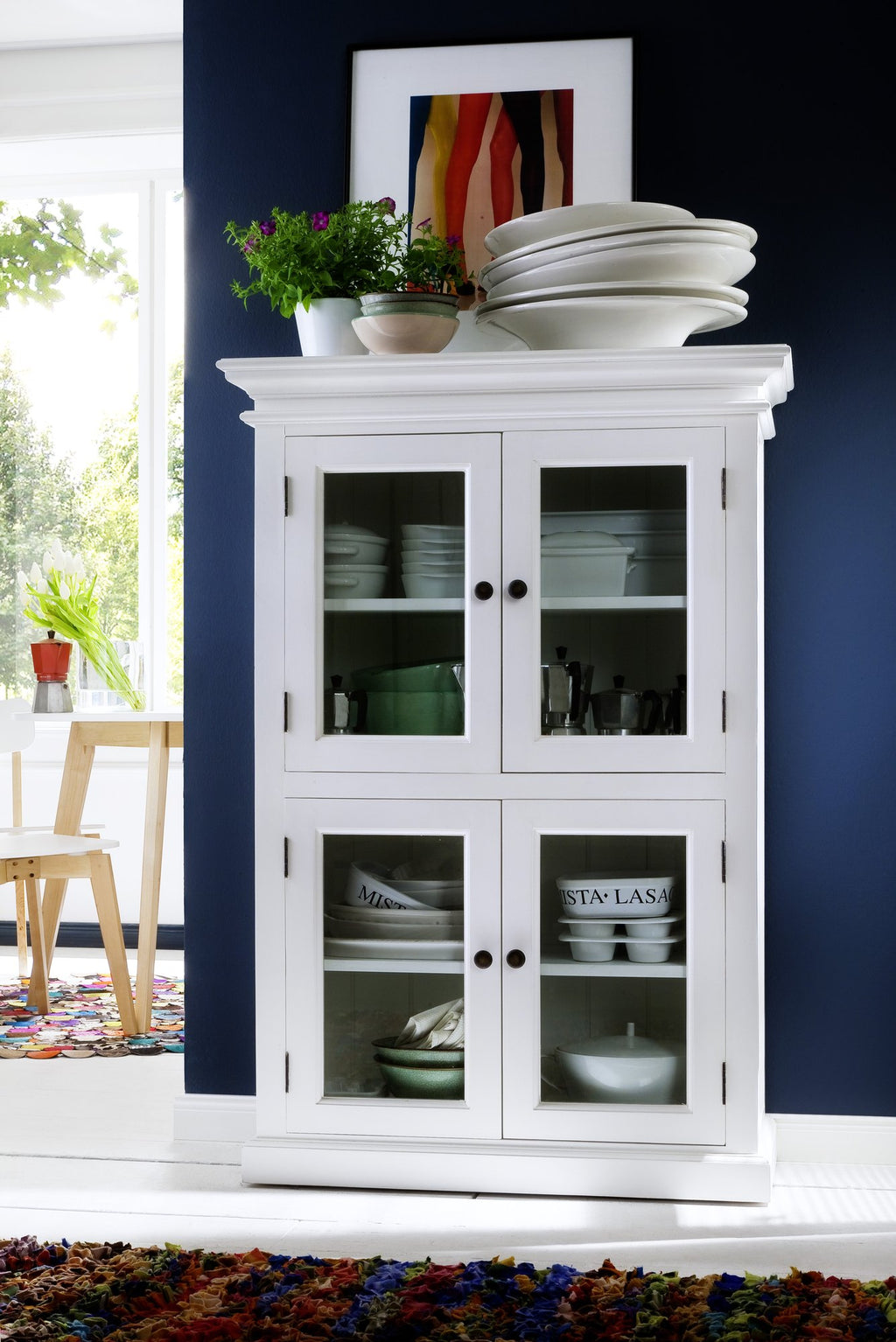 NovaSolo Halifax 2 Level Pantry Display Cabinet, Classic White – view 6