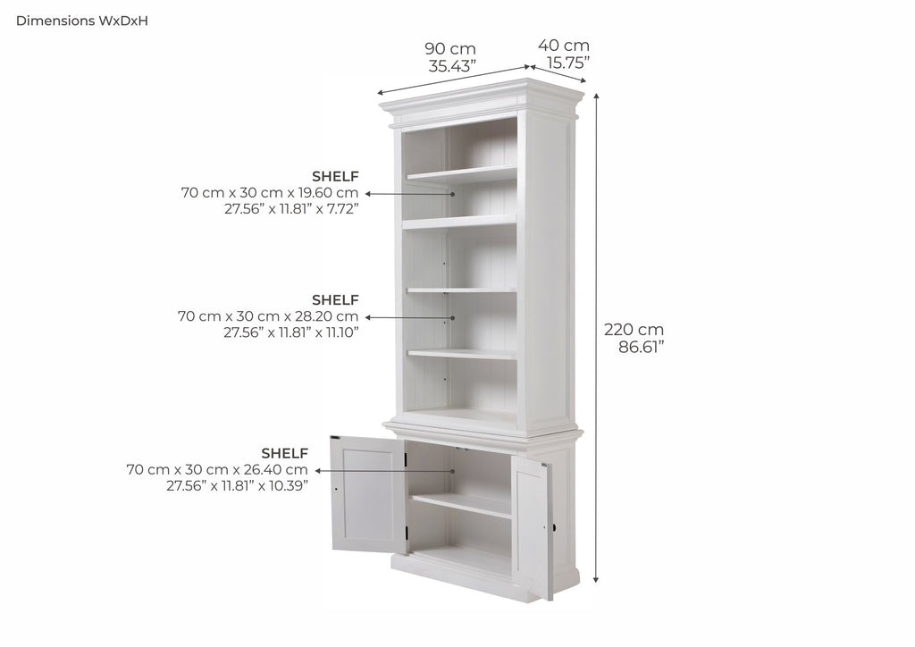 NovaSolo Halifax Single-Bay Hutch Unit, Classic White – dimensions