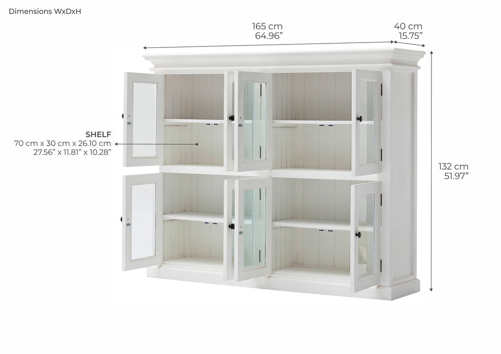 NovaSolo Halifax Pantry 8 Doors Display Cabinet, Classic White – dimensions