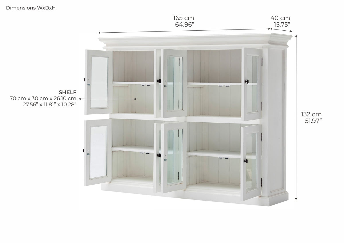 NovaSolo Halifax Pantry 8 Doors Display Cabinet, Classic White – dimensions