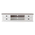 NovaSolo Halifax Accent Large ETU with 4 drawers TV Stand, White Distress & Deep Brown