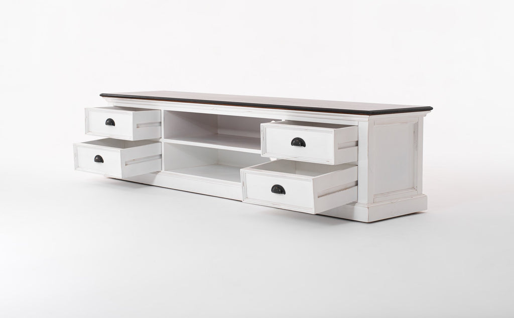 NovaSolo Halifax Accent Large ETU with 4 drawers TV Stand, White Distress & Deep Brown – view 10