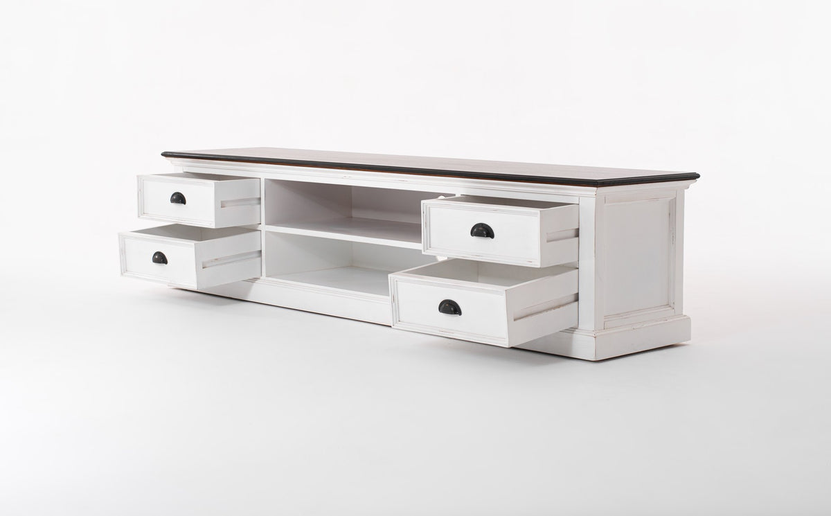 NovaSolo Halifax Accent Large ETU with 4 drawers TV Stand, White Distress & Deep Brown – view 10