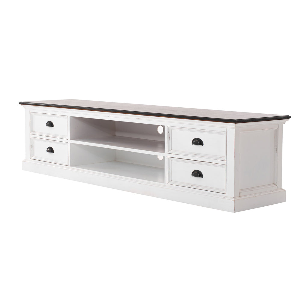 NovaSolo Halifax Accent Large ETU with 4 drawers TV Stand, White Distress & Deep Brown – view 2