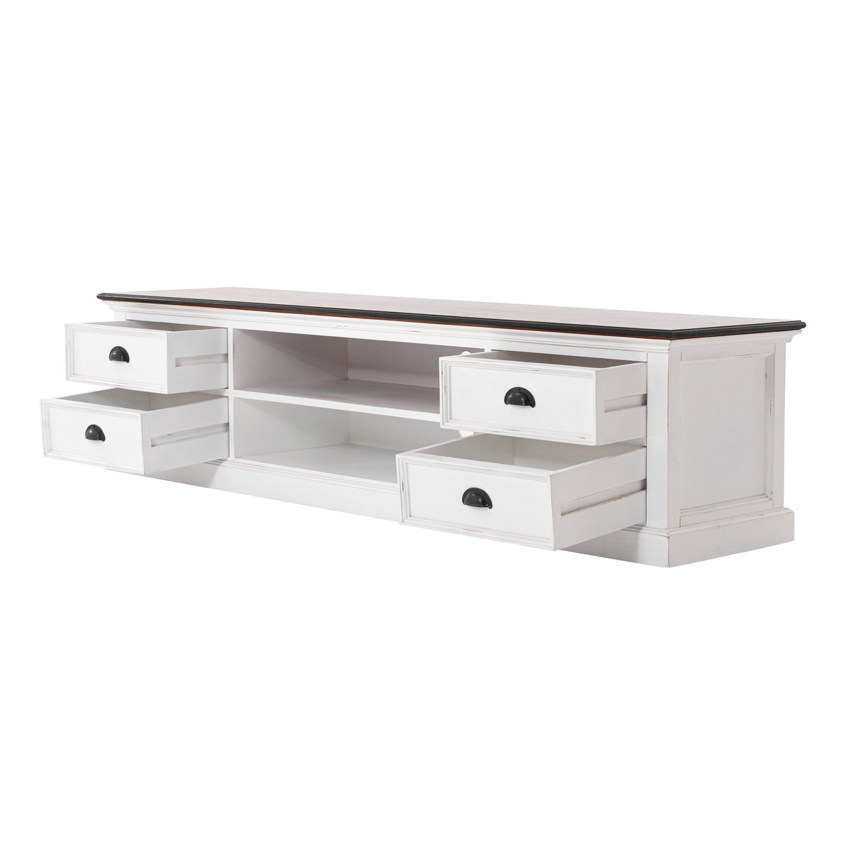 NovaSolo Halifax Accent Large ETU with 4 drawers TV Stand, White Distress & Deep Brown – view 3