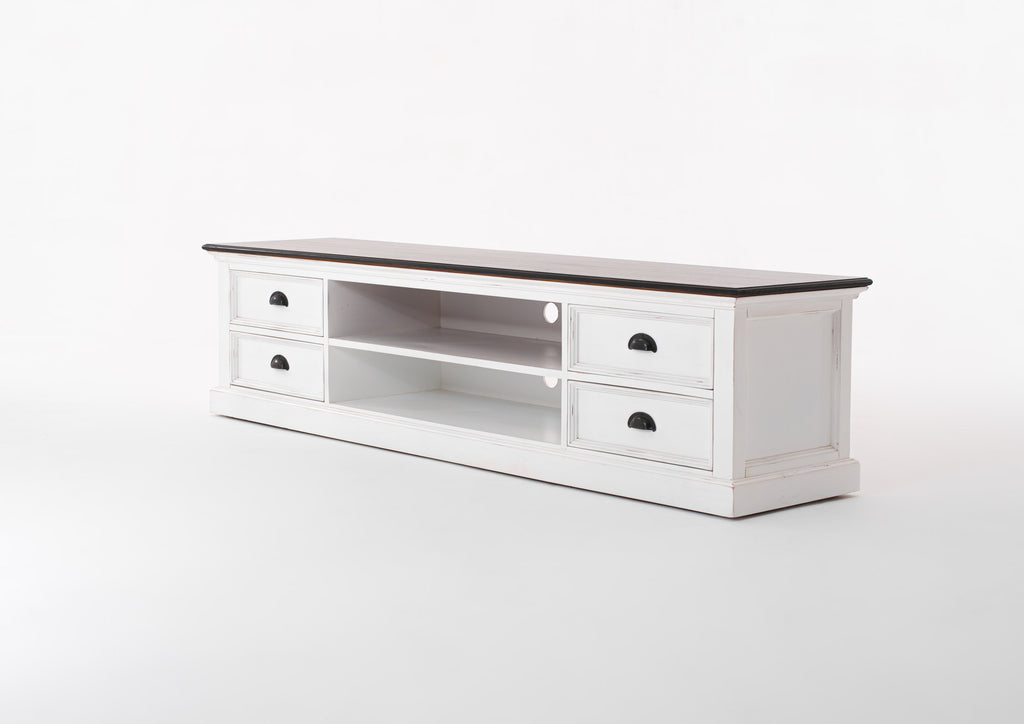 NovaSolo Halifax Accent Large ETU with 4 drawers TV Stand, White Distress & Deep Brown – view 9