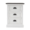 NovaSolo Halifax Accent Bedside Drawer Unit Side Table, White Distress & Deep Brown