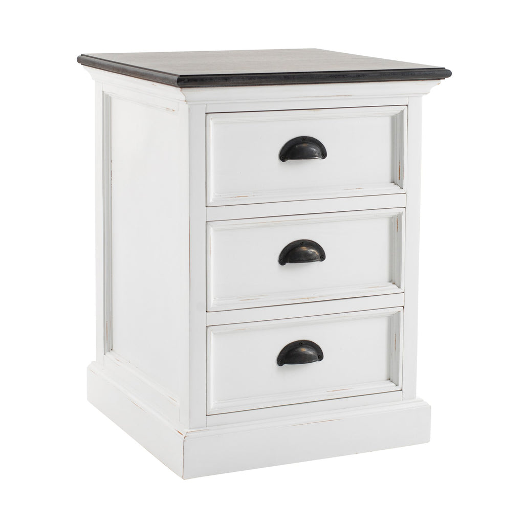 NovaSolo Halifax Accent Bedside Drawer Unit Side Table, White Distress & Deep Brown – view 2