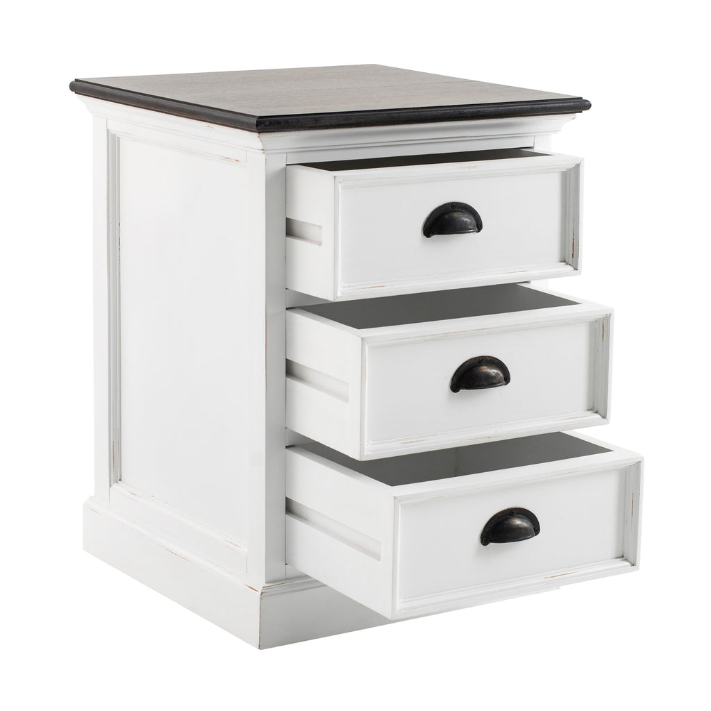 NovaSolo Halifax Accent Bedside Drawer Unit Side Table, White Distress & Deep Brown – view 3