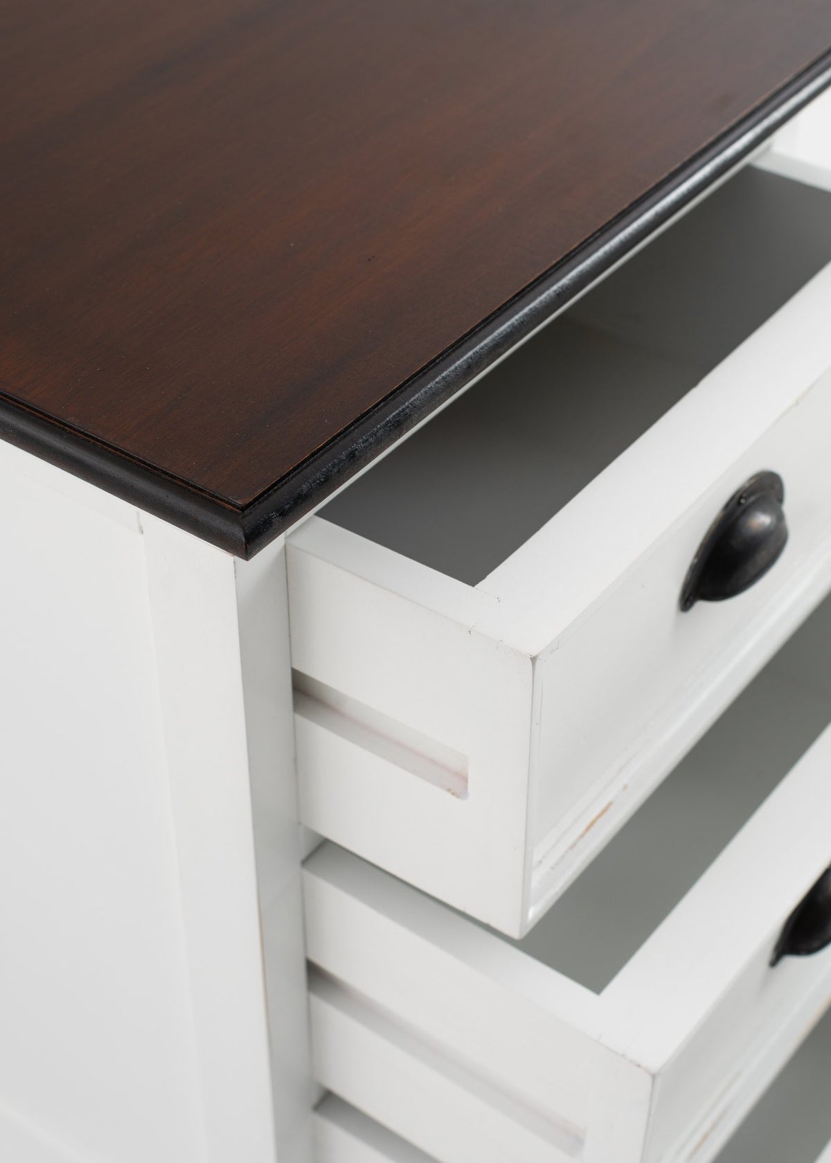 NovaSolo Halifax Accent Bedside Drawer Unit Side Table, White Distress & Deep Brown – view 7