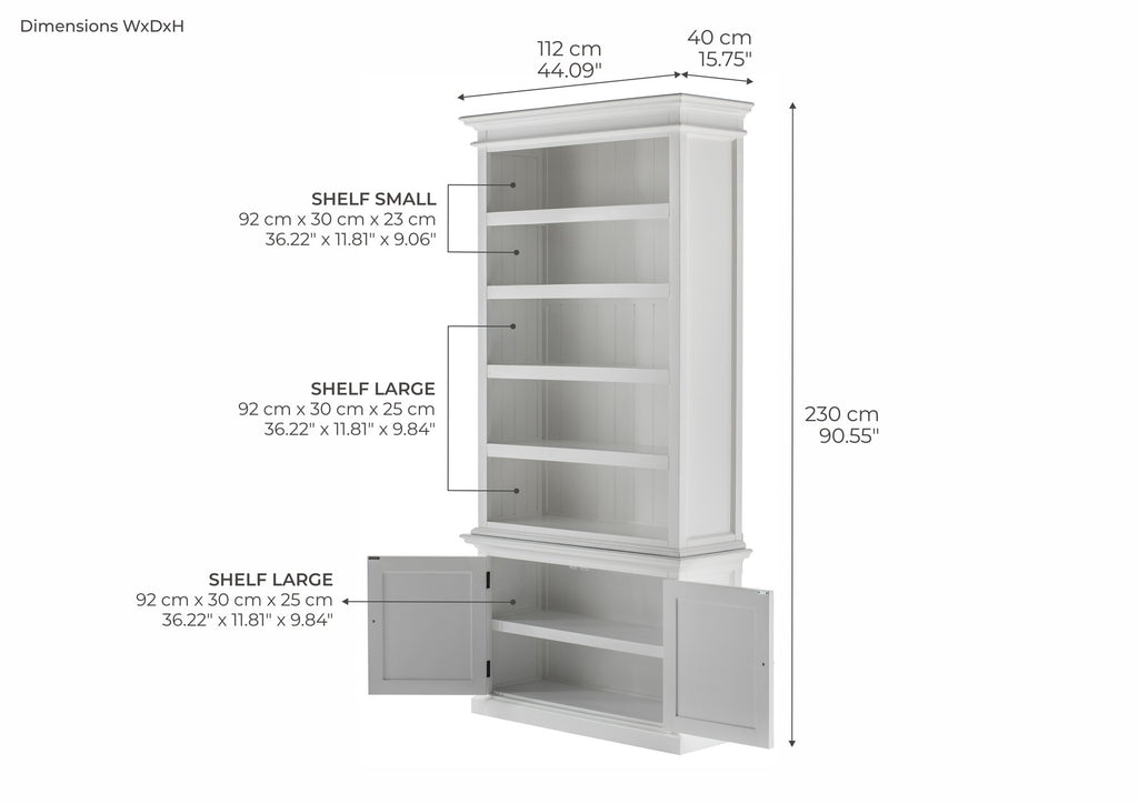 NovaSolo Halifax Single-Bay Hutch, Classic White – dimensions