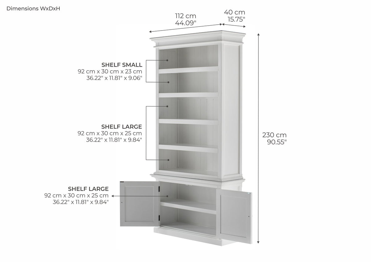 NovaSolo Halifax Single-Bay Hutch, Classic White – dimensions