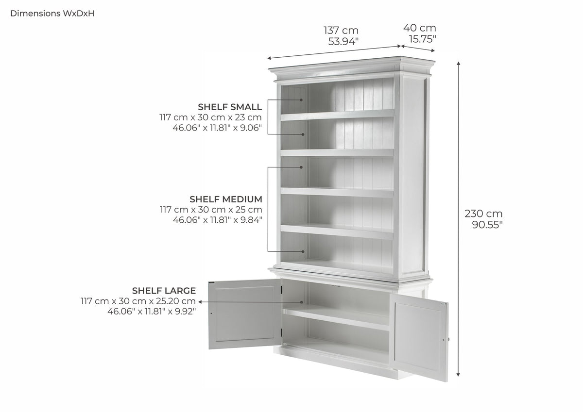 NovaSolo Halifax Single-Bay Hutch, Classic White – dimensions