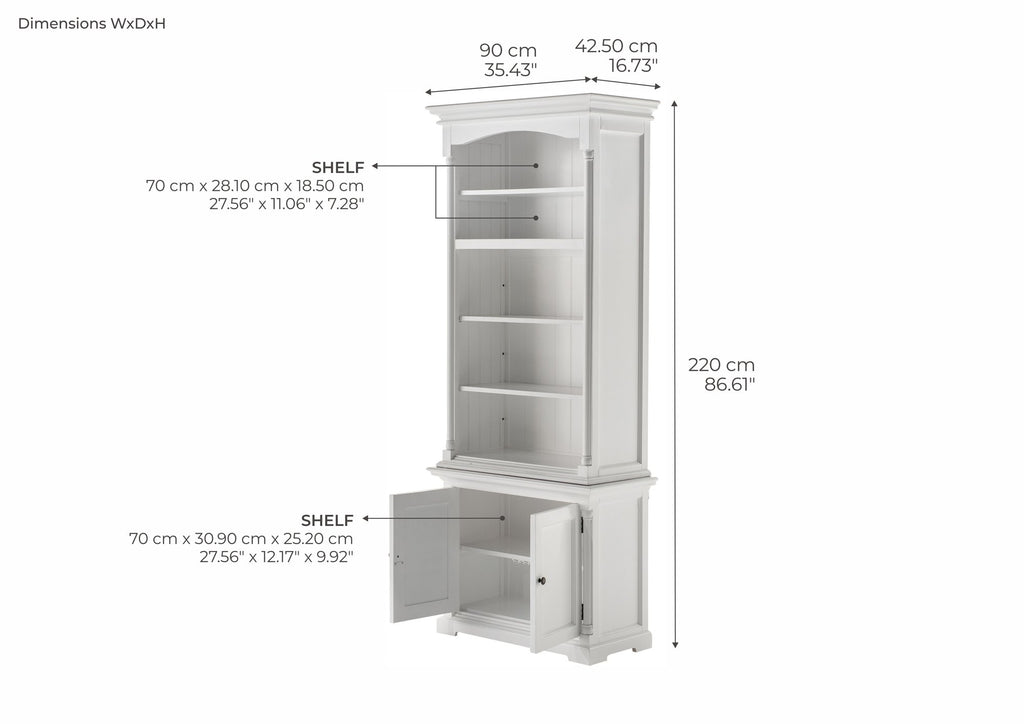 NovaSolo Provence Single-Bay Hutch Unit, Classic White – dimensions