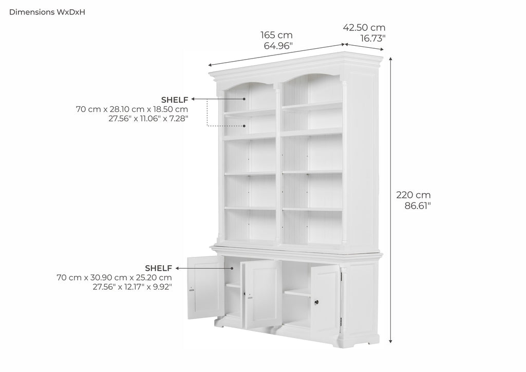NovaSolo Provence Double-Bay Hutch Unit, Classic White – dimensions