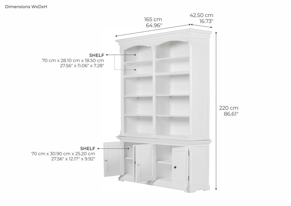NovaSolo Provence Double-Bay Hutch Unit, Classic White – dimensions