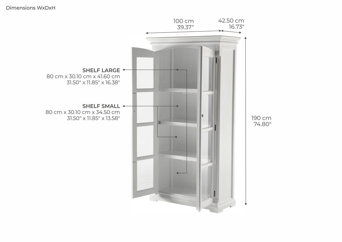 NovaSolo Provence Double Vitrine Display Cabinet, Classic White – dimensions