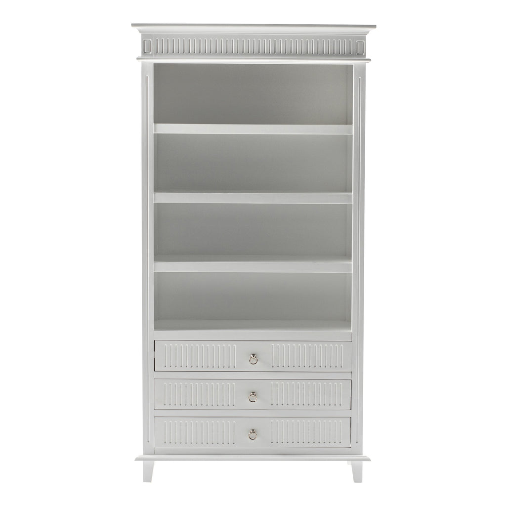 NovaSolo Skansen Bookcase with 3 Drawers, Classic White