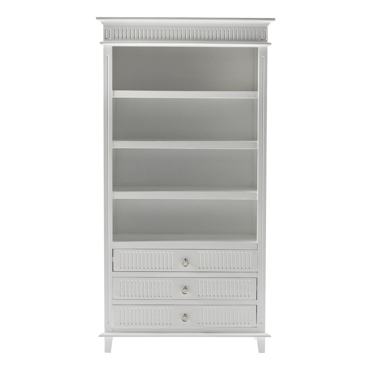NovaSolo Skansen Bookcase with 3 Drawers, Classic White