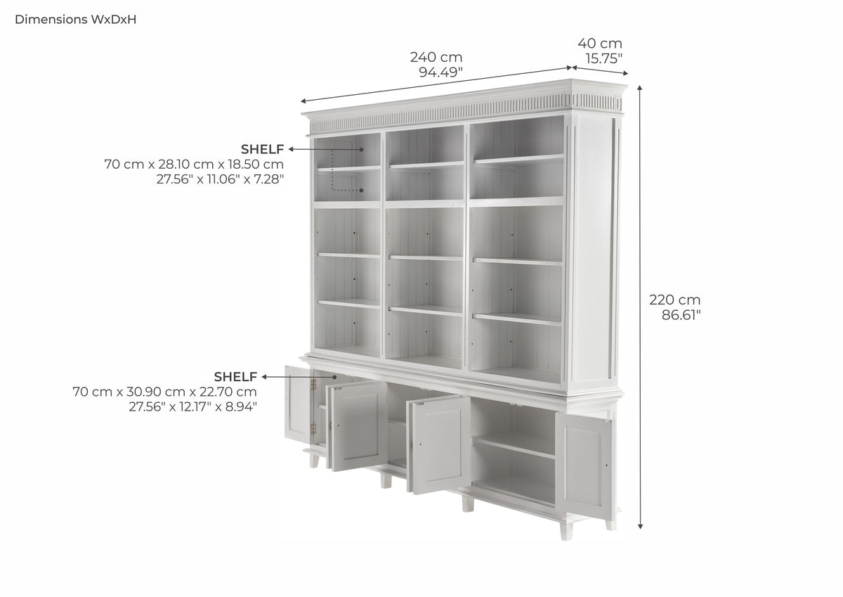 NovaSolo Skansen Triple-Bay Hutch Unit, Classic White – dimensions