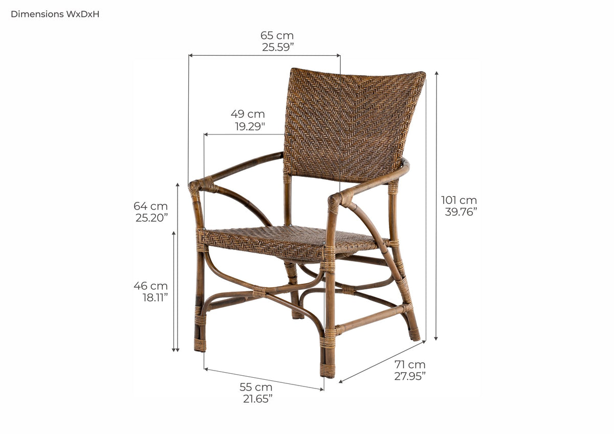 NovaSolo Wickerworks Jester Chair (Set of 2) Dining Chair, Rustic – dimensions
