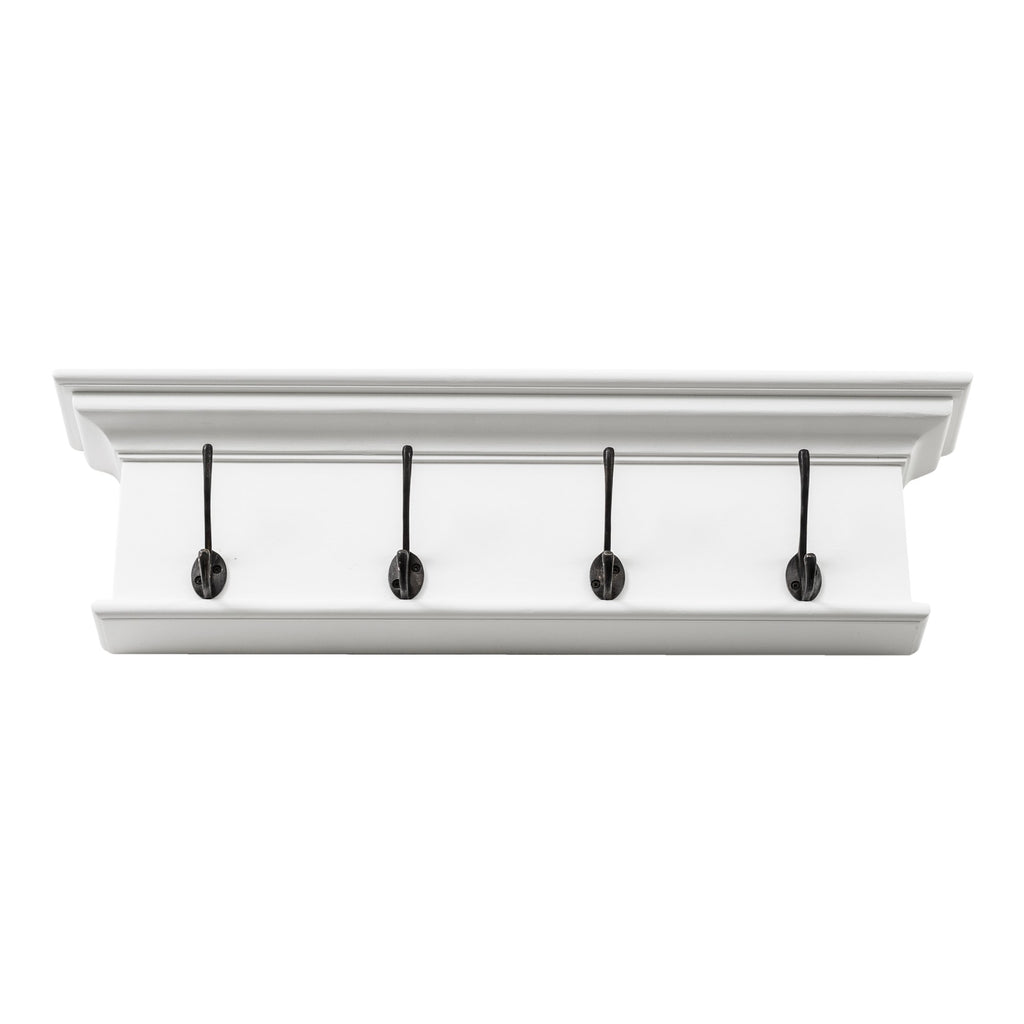 NovaSolo Halifax 4 Hook Coat Rack, Classic White