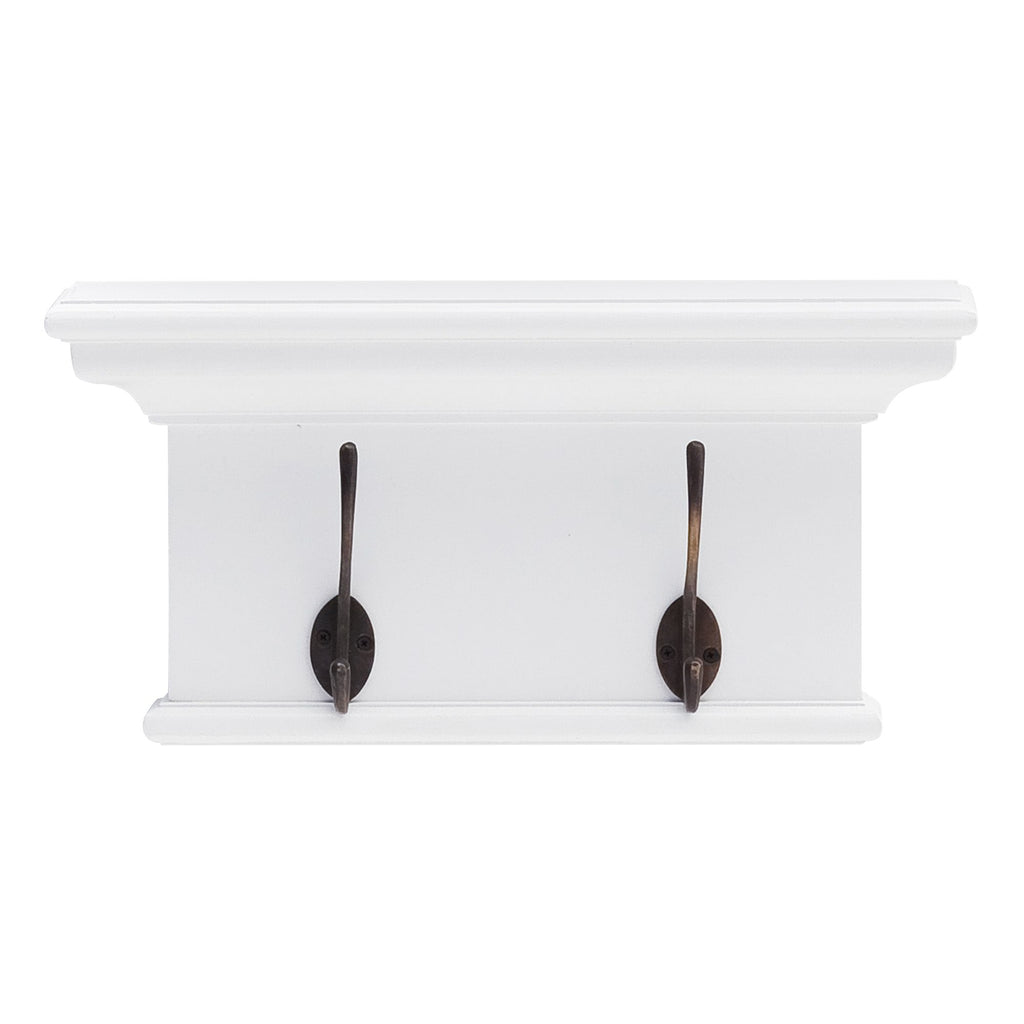 NovaSolo Halifax 2 Hook Coat Rack, Classic White