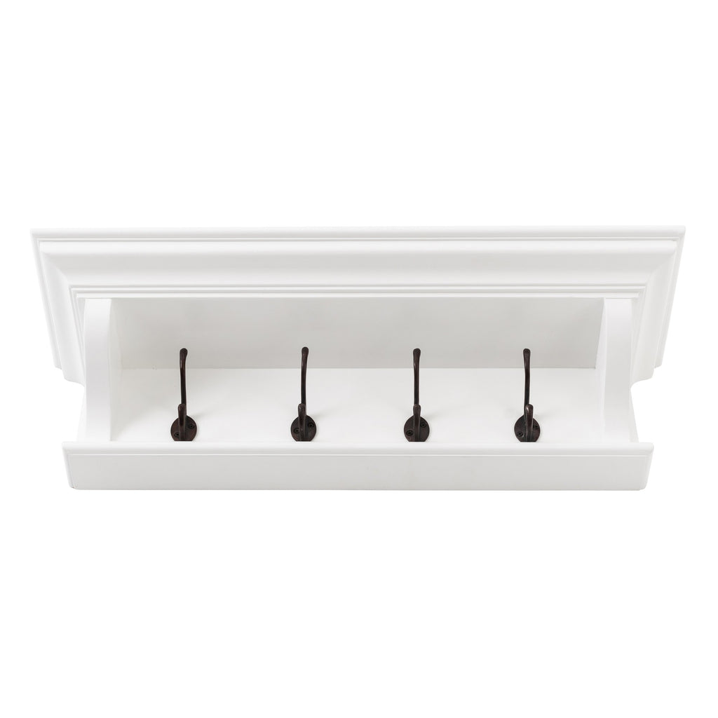 NovaSolo Halifax 4 Hook Coat Rack 70cm, Classic White