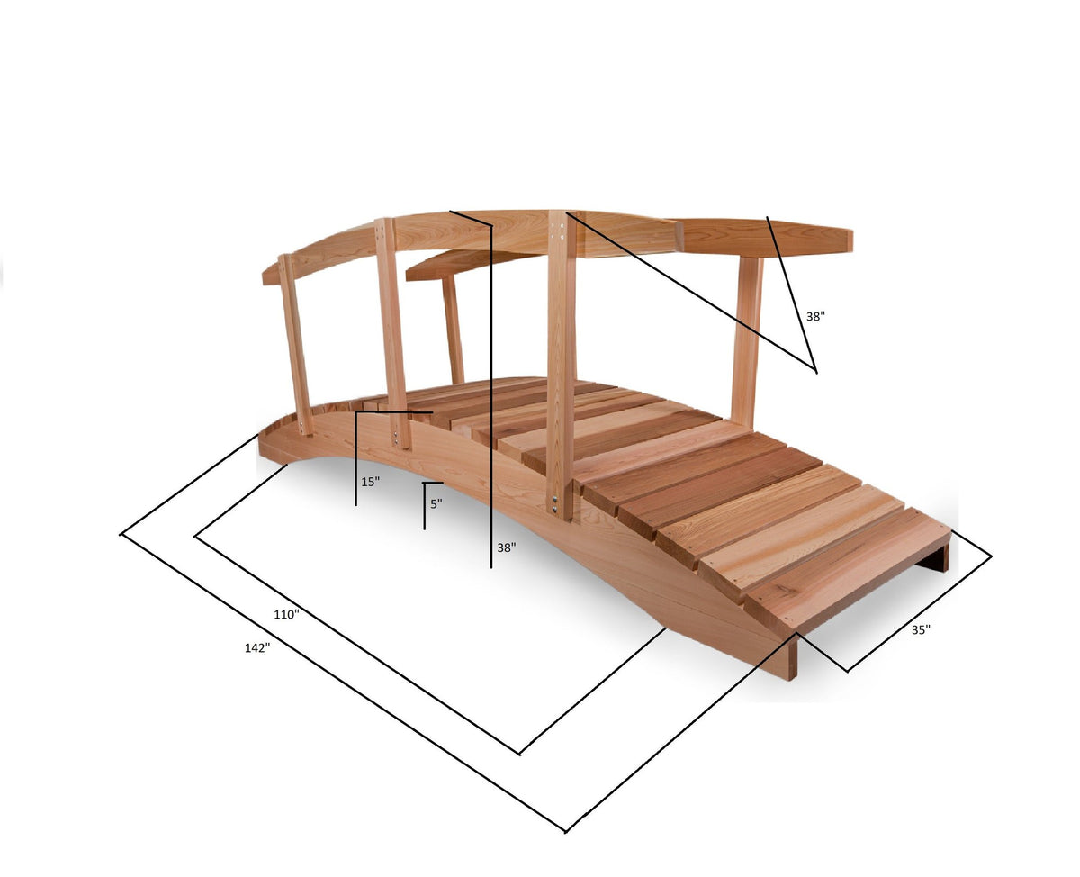 All Things Cedar 12-ft Garden Bridge with Side Rails – view 3