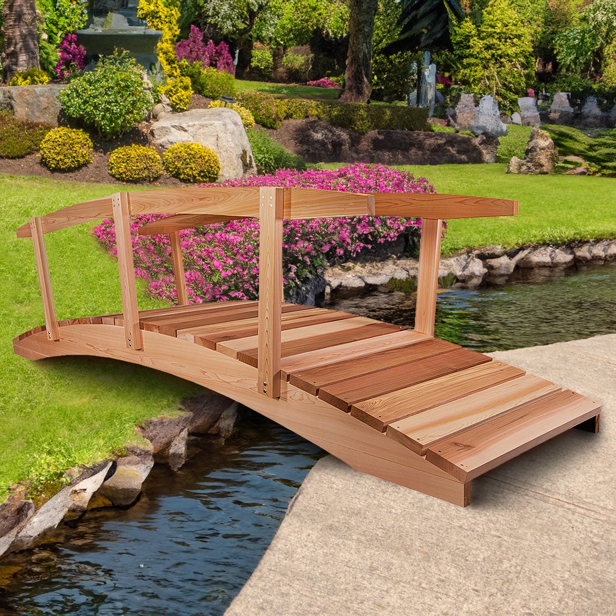 All Things Cedar 12-ft Garden Bridge with Side Rails – view 4