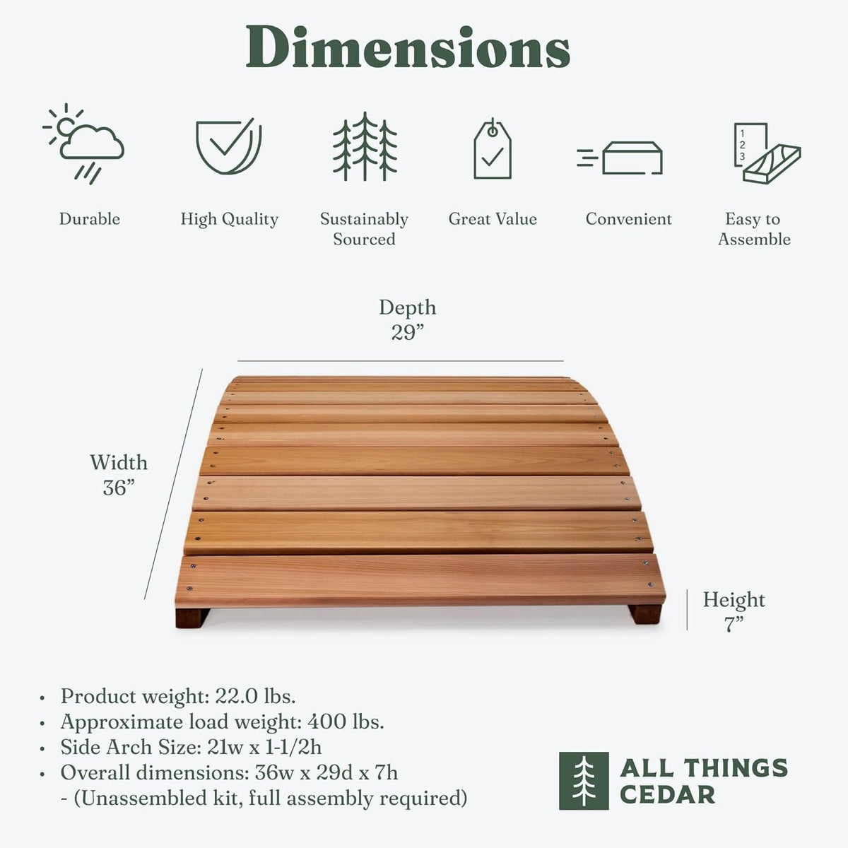 All Things Cedar 3-ft Garden Bridge – view 2
