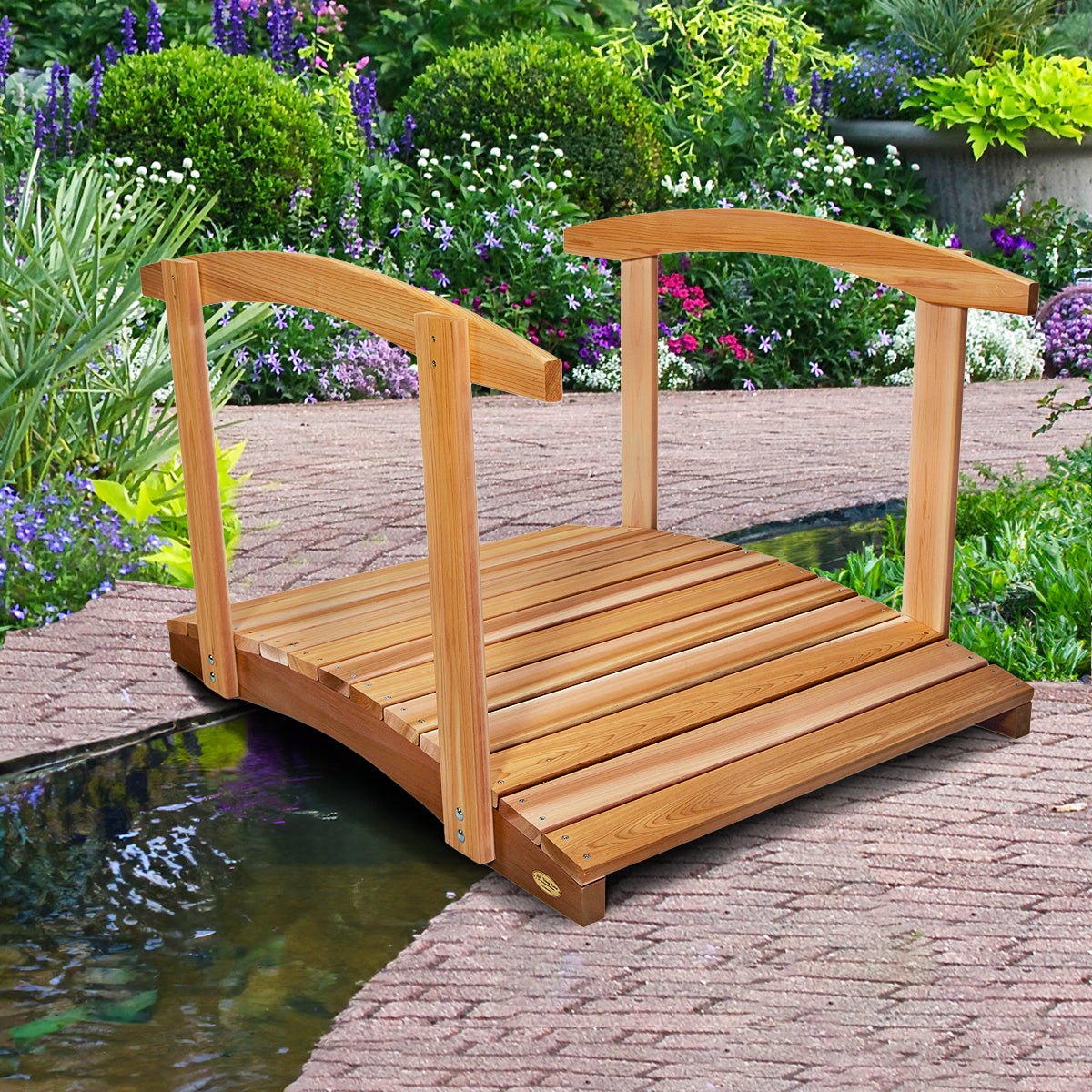All Things Cedar 4-ft Garden Bridge with Side Rails – view 4