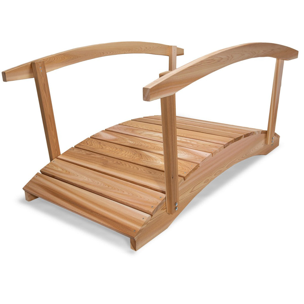 All Things Cedar 6-ft Wood Garden Bridge with Side Rails