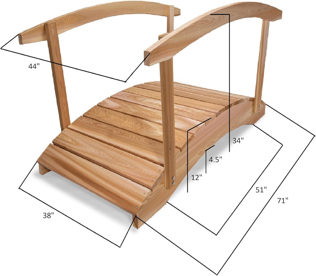 All Things Cedar 6-ft Wood Garden Bridge with Side Rails – view 4